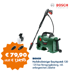 BOSCH Hochdruckreiniger EasyAquatak120 - 120 bar Reinigungsleistung, umfangreiches Zubehör