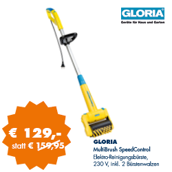GLORIA MultiBrush SpeedControl 230 - inkl. Bürstenwalzen für Steinflächen und Fugen