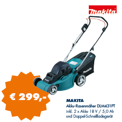 Makita Akku-Rasenmäher DLM380PM2 - inkl. 2 18V 4,0Ah Li-Io-Akkus und Doppelschnellladegerät