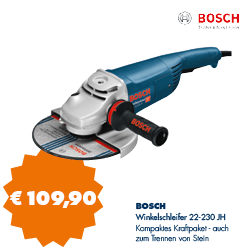 BOSCH Winkelschleifer GWS 22-230 JH - das Kraftpaket kann auch Stein trennen.